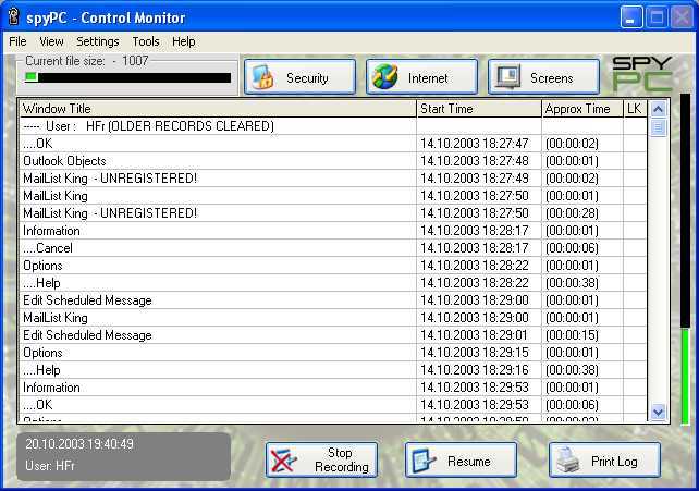 SpyPC Screenshot